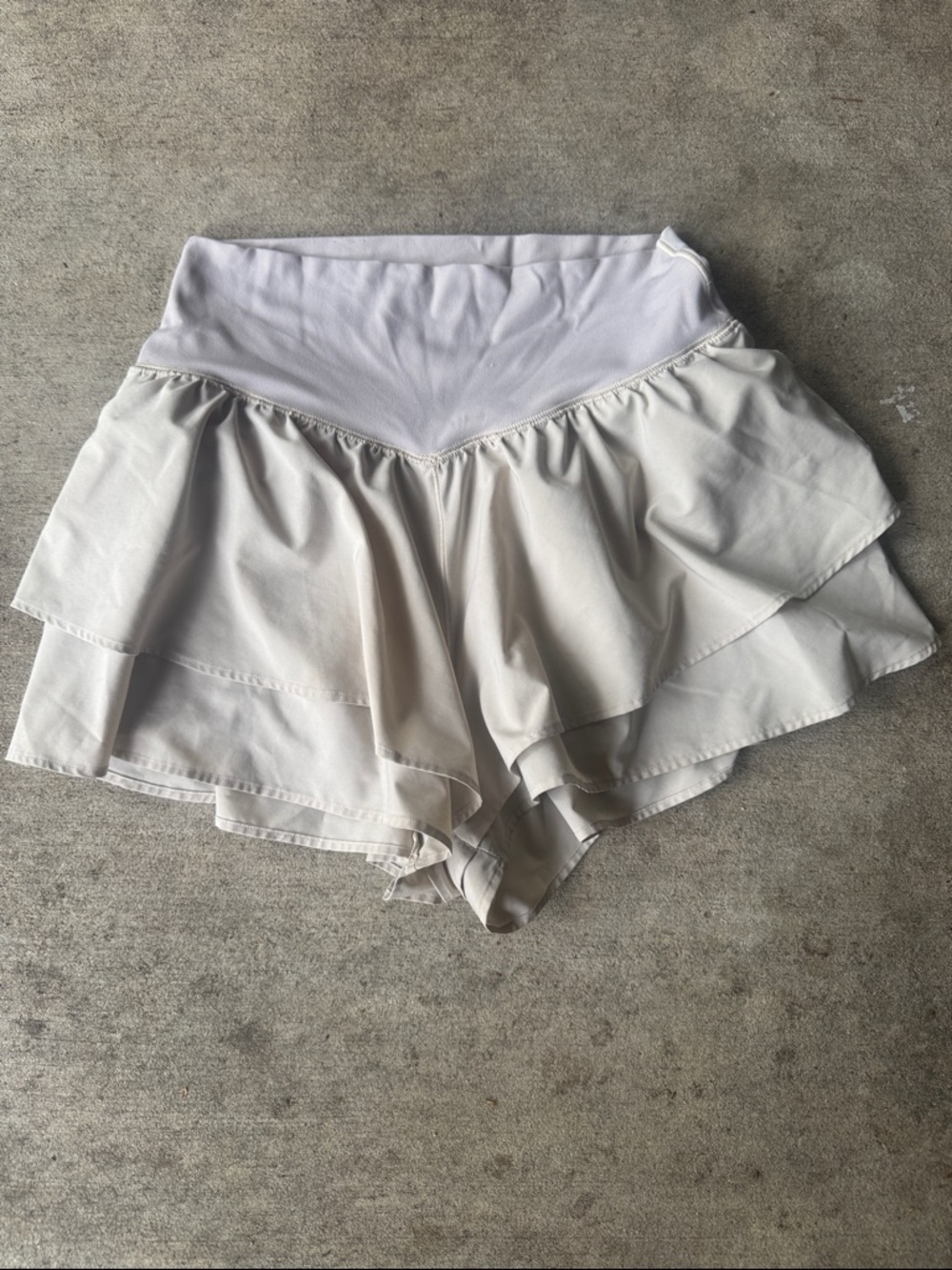 aerie Cream Layered Ruffle Skort Shorts